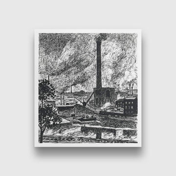 Industrial Scene Henry Lyman Saÿen Painting - Meri Deewar 1 : 1 Square Premium Wall Art Canvas by MeriDeewar