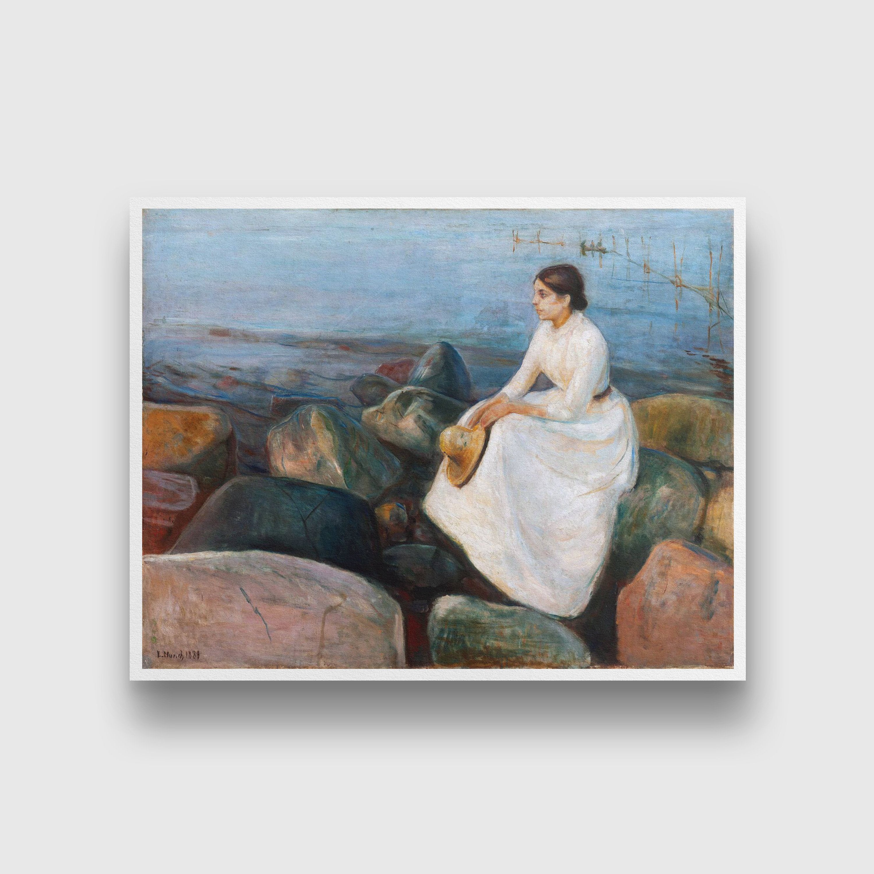 Inger On The Beach Painting - Meri Deewar 4 :5 Vertical Premium Wall Art Canvas by MeriDeewar