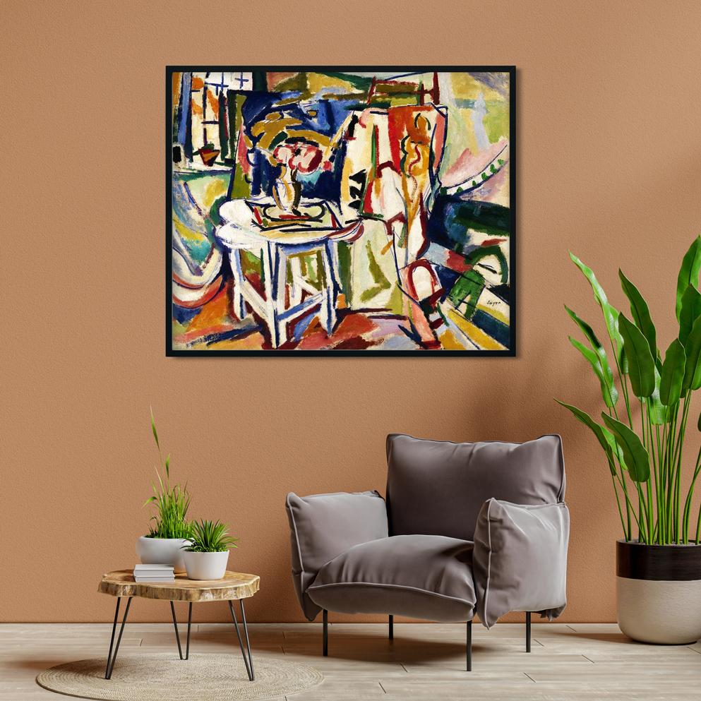 Interior Henry Lyman Saÿen Painting - MeriDeewar 6 : 5 Horizontal Premium Wall Art Canvas by MeriDeewar