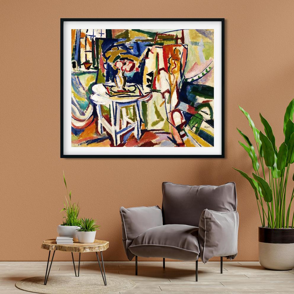 Interior Henry Lyman Saÿen Painting - MeriDeewar 6 : 5 Horizontal Premium Wall Art Canvas by MeriDeewar