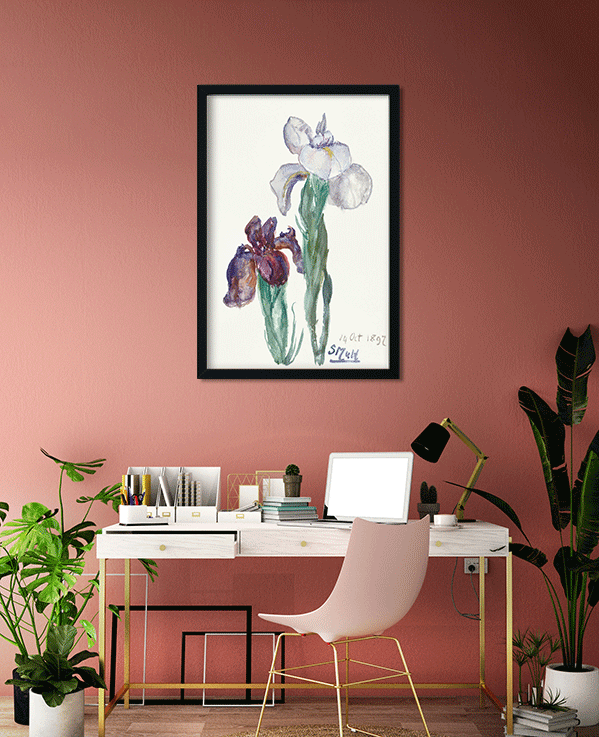 Irises Painting 2 : 3 Vertical Premium Wall Art Canvas by MeriDeewar