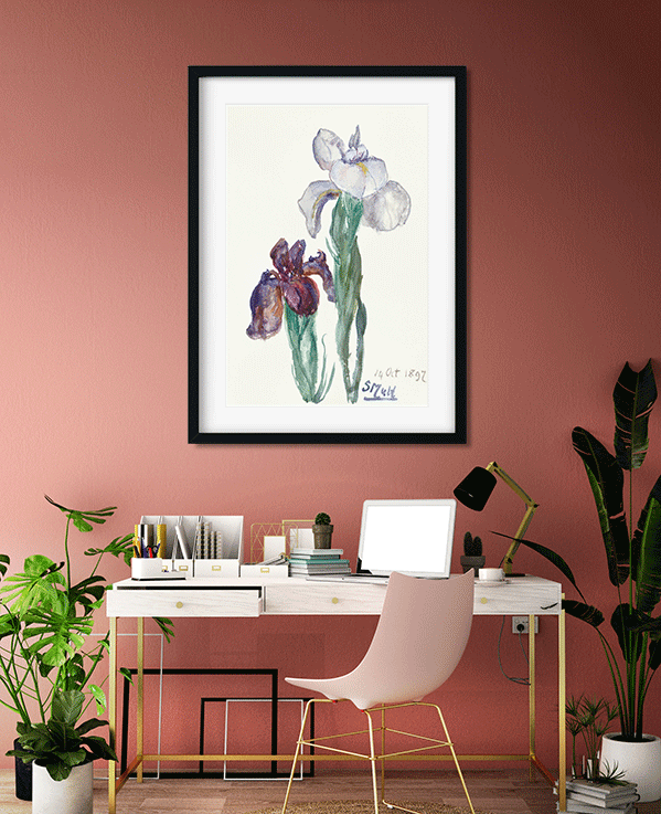 Irises Painting 2 : 3 Vertical Premium Wall Art Canvas by MeriDeewar