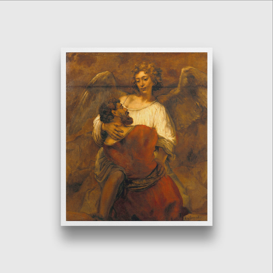 Jacob Wrestling with the Angel Painting - Meri Deewar 5 : 6 Vertical Premium Wall Art Canvas by MeriDeewar