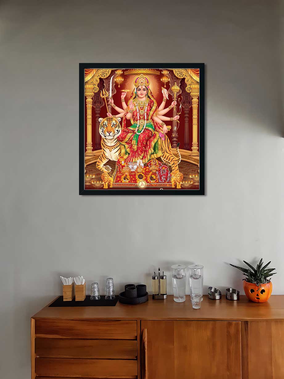 Janki Durga Maa Painting 1 : 1 Square Premium Wall Art Canvas by MeriDeewar