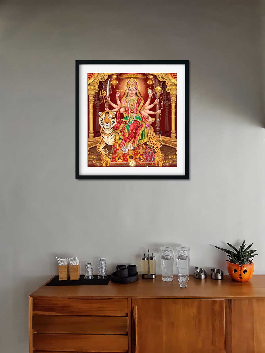 Janki Durga Maa Painting 1 : 1 Square Premium Wall Art Canvas by MeriDeewar