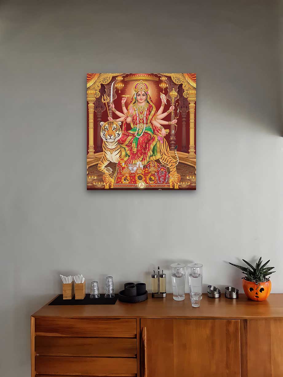 Janki Durga Maa Painting 1 : 1 Square Premium Wall Art Canvas by MeriDeewar