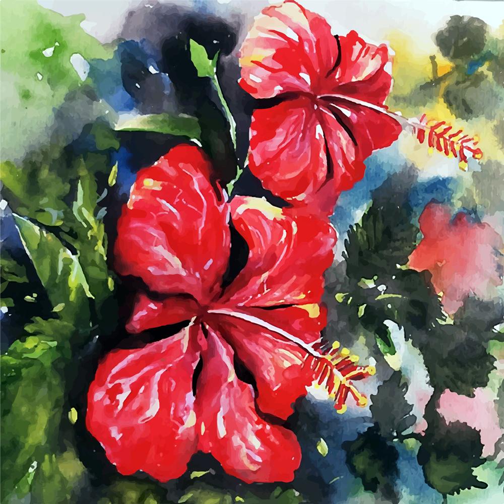 Jasvanda Flower Watercolour Painting - Meri Deewar 1 : 1 Square Premium Wall Art Canvas by MeriDeewar