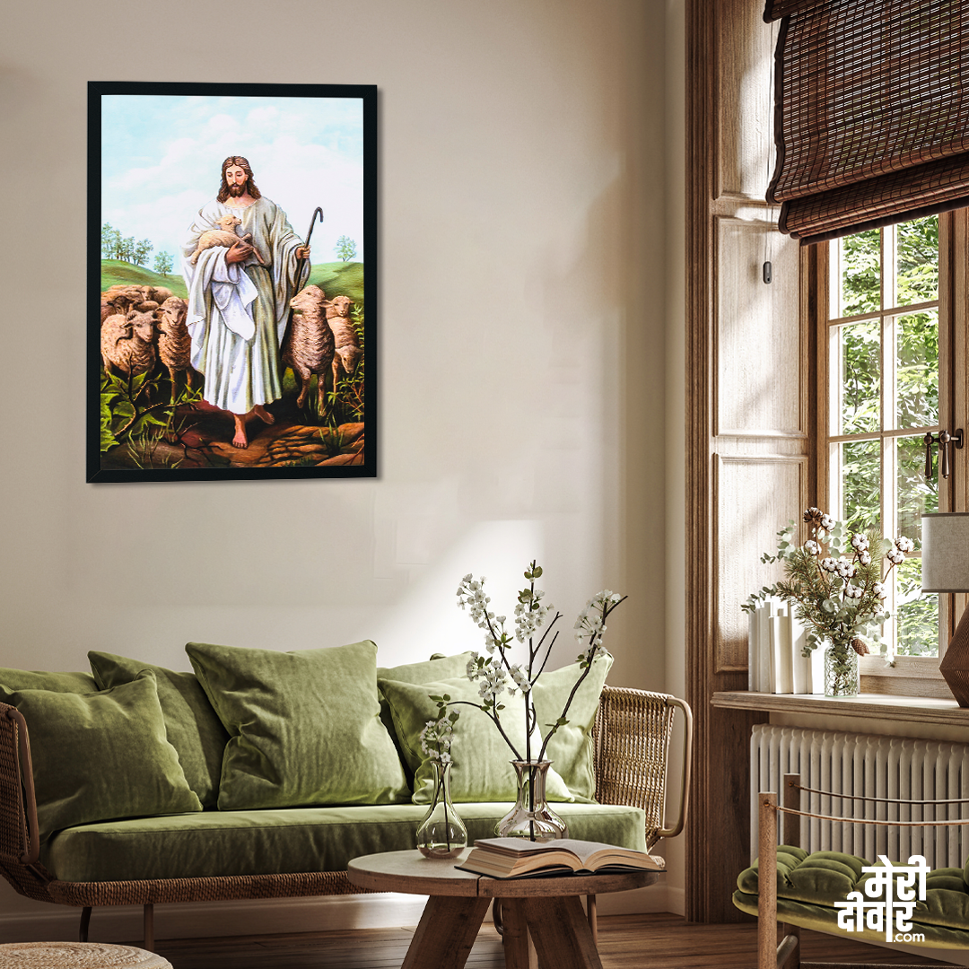 Jesus Christ Oil Wall Painting 2 : 3 Vertical Premium Wall Art Canvas by MeriDeewar