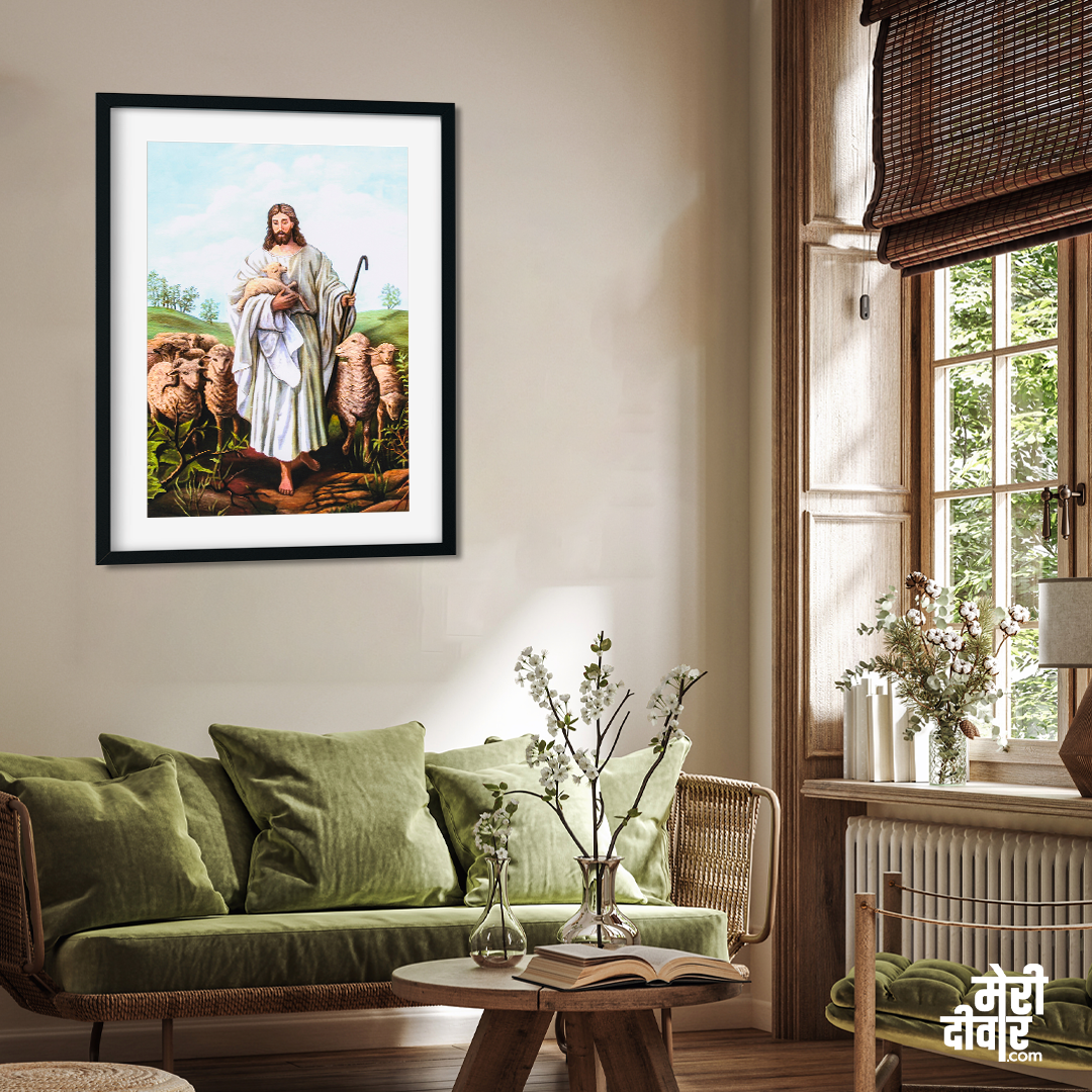 Jesus Christ Oil Wall Painting 2 : 3 Vertical Premium Wall Art Canvas by MeriDeewar