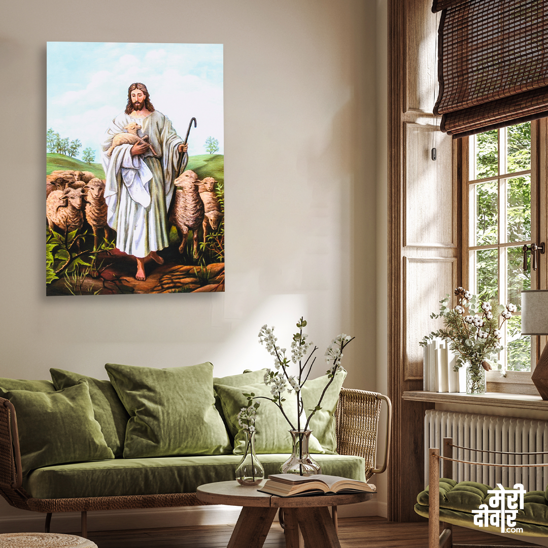 Jesus Christ Oil Wall Painting 2 : 3 Vertical Premium Wall Art Canvas by MeriDeewar