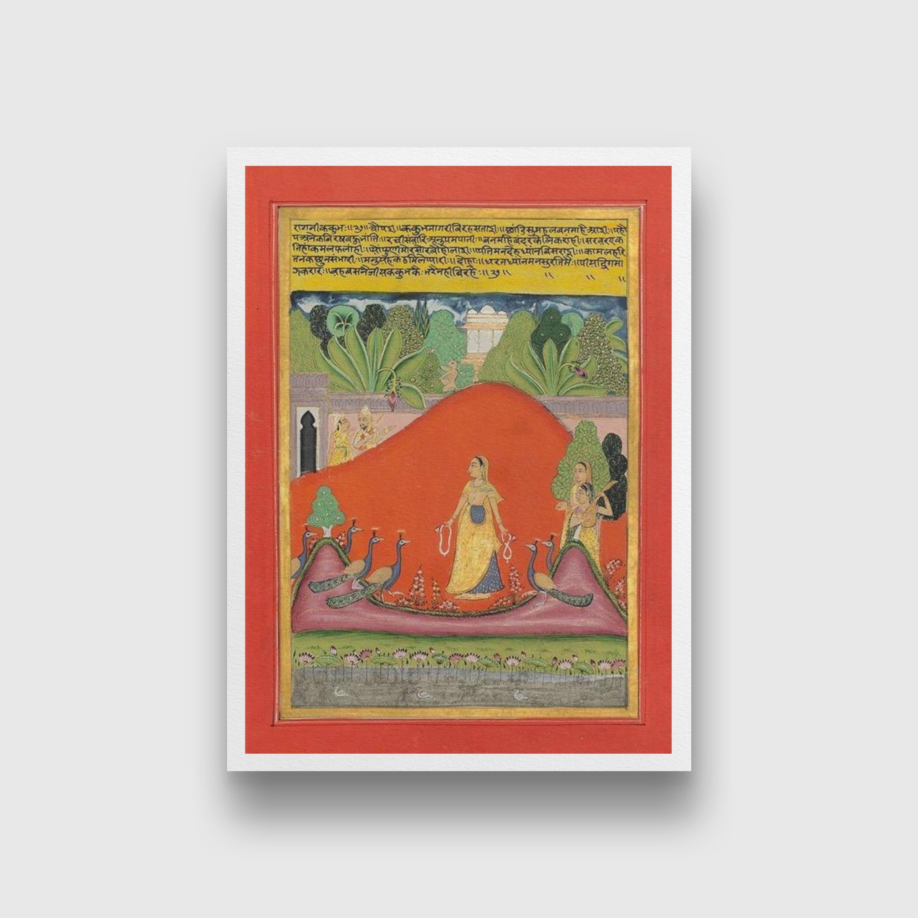 Kakubha Ragini, C. 1750. India, Rajasthan Painting - Meri Deewar 4 X 5.5 Vertical Premium Wall Art Canvas by MeriDeewar
