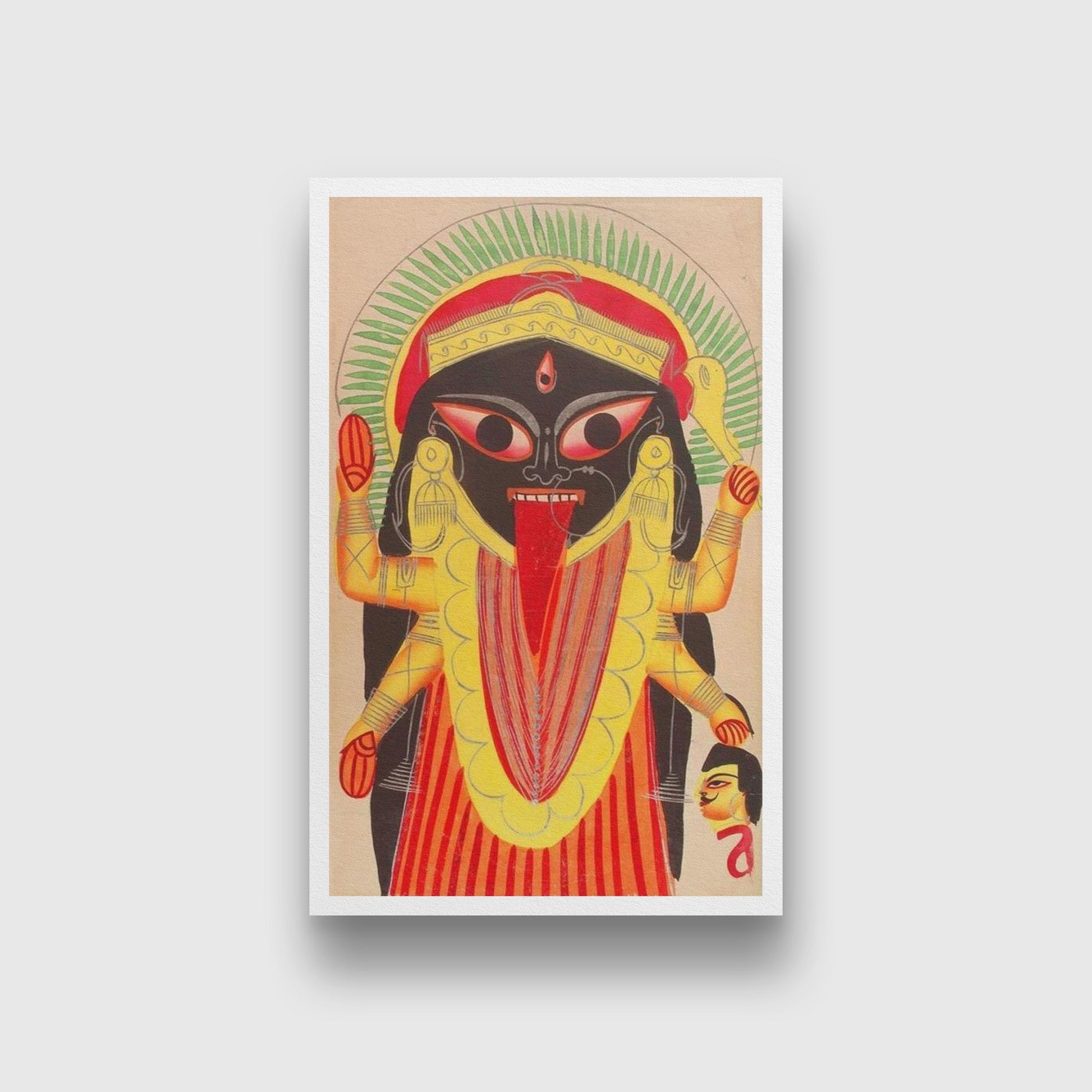 Kali holding a demon's head Painting - Meri Deewar 2 : 3 Vertical Premium Wall Art Canvas by MeriDeewar
