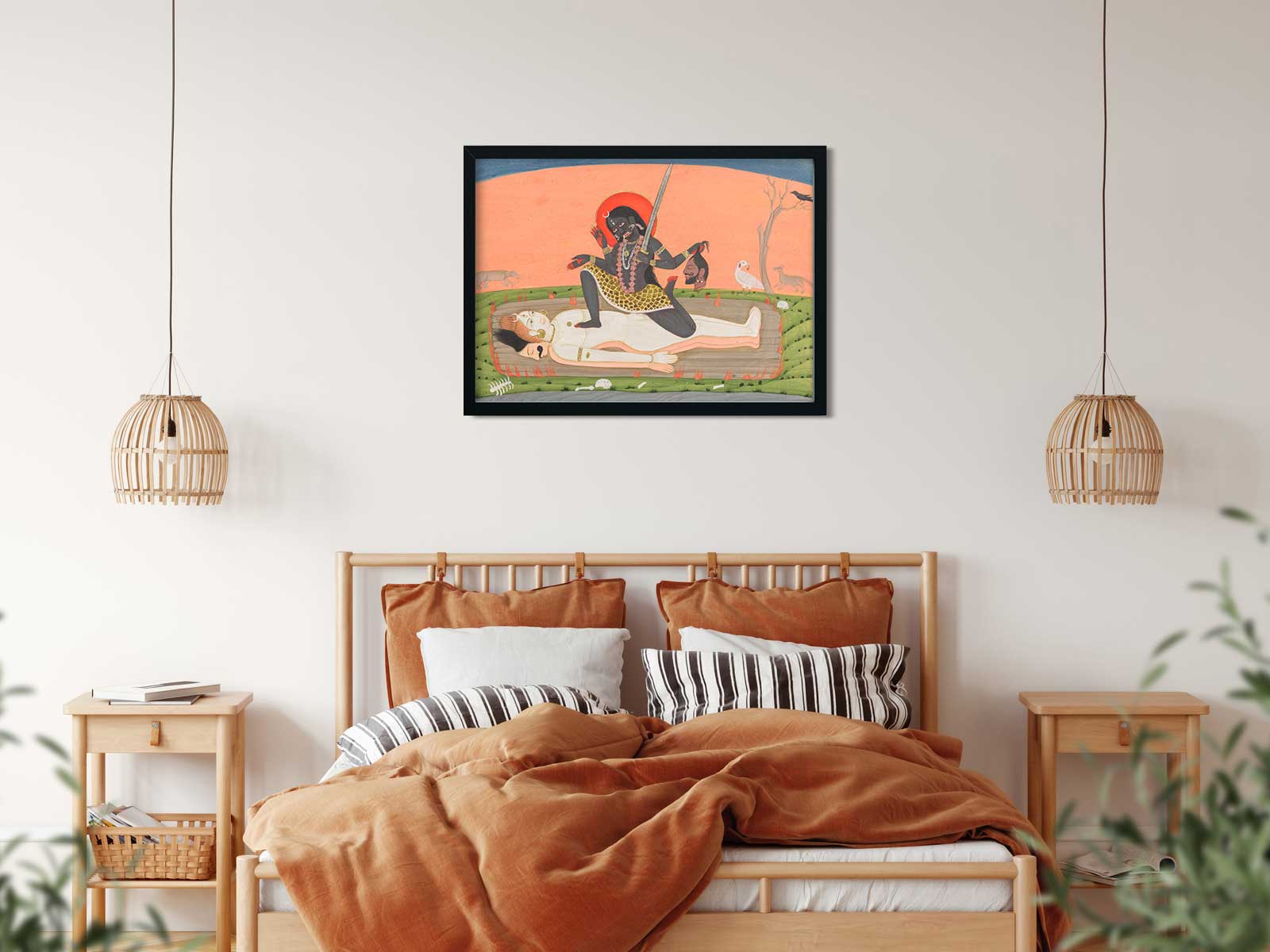 Kali on Shiva from a Tantric Devi Painting 3 : 2 Horizontal Premium Wall Art Canvas by MeriDeewar