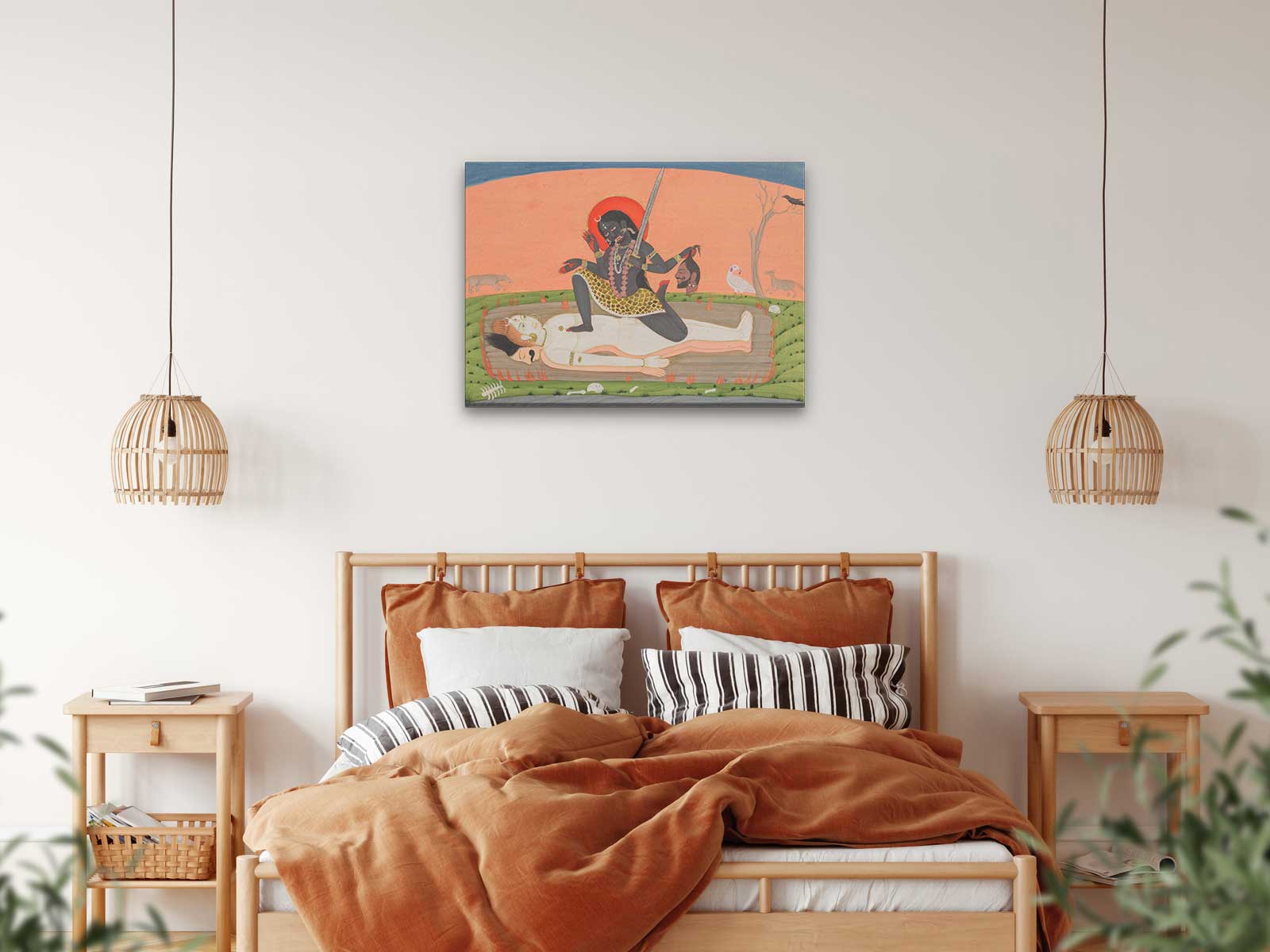 Kali on Shiva from a Tantric Devi Painting 3 : 2 Horizontal Premium Wall Art Canvas by MeriDeewar
