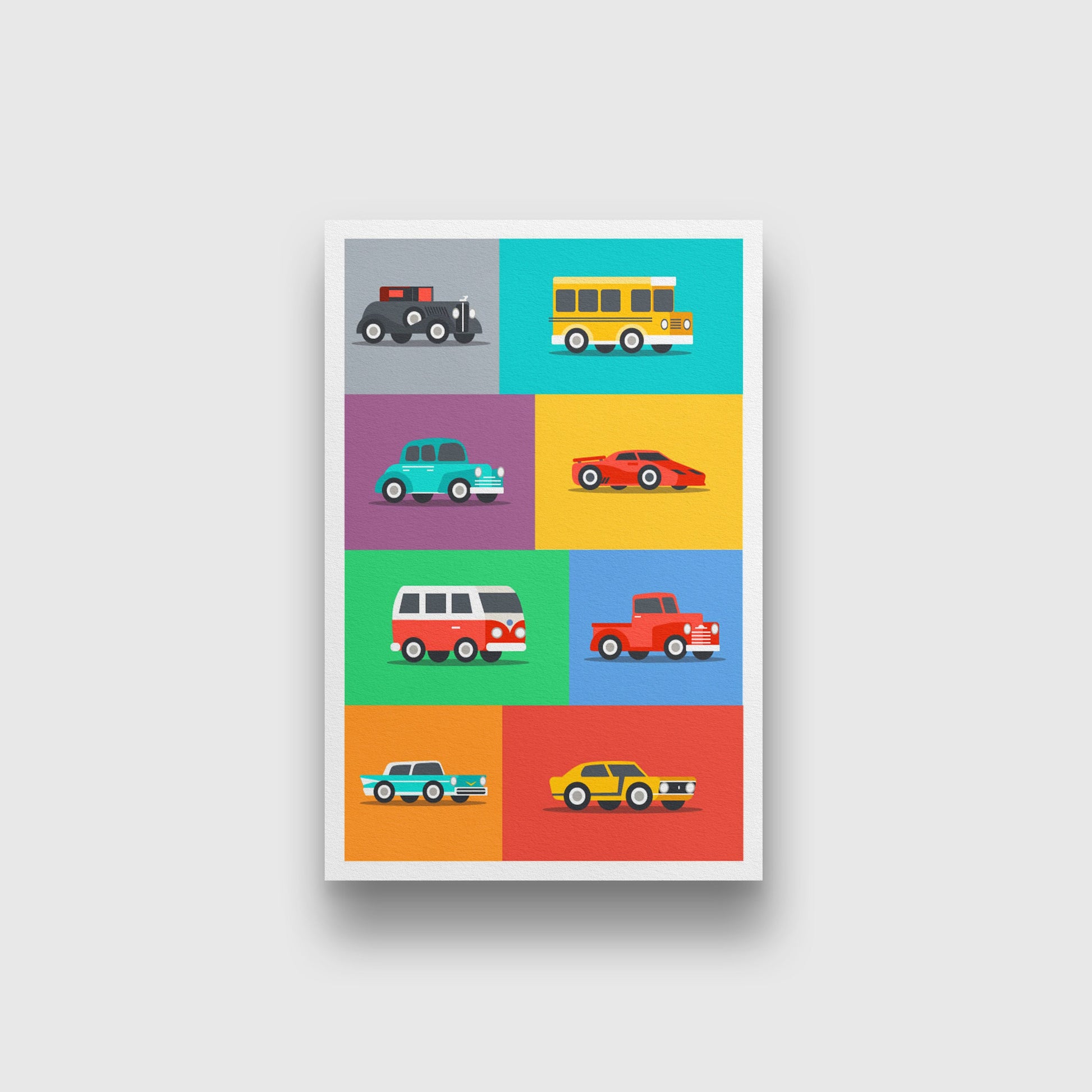 Kids Cars painting 2 : 3 Vertical Premium Wall Art Canvas by MeriDeewar