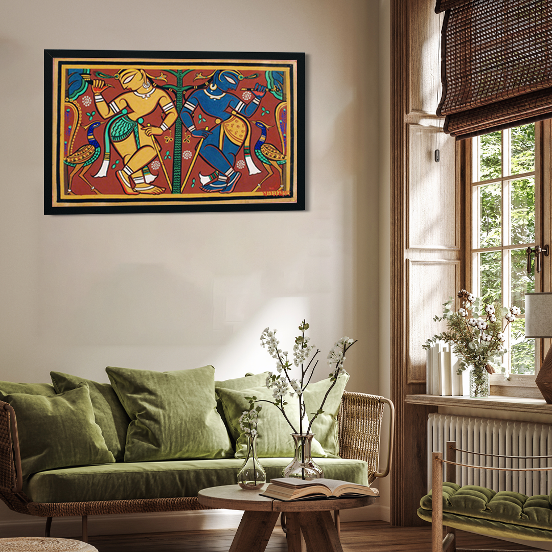 Krishna and Balarama Painting 4 : 3 Horizontal Premium Wall Art Canvas by MeriDeewar