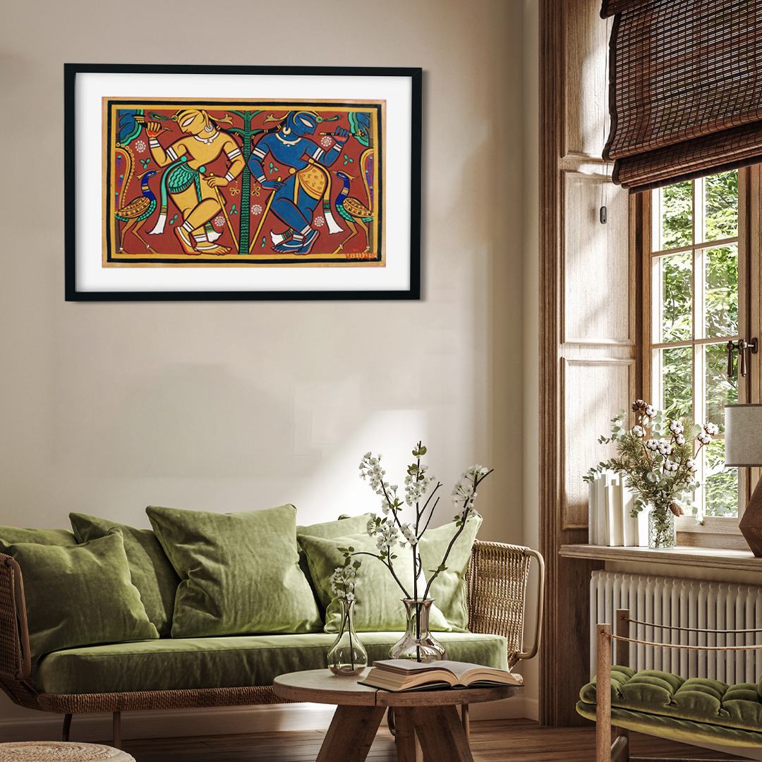 Krishna and Balarama Painting 4 : 3 Horizontal Premium Wall Art Canvas by MeriDeewar