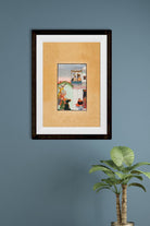 Krishna And Consort On A Palace Balcony With Musicians Painting - Meri Deewar 4 X 5.5 Vertical Premium Wall Art Canvas by MeriDeewar