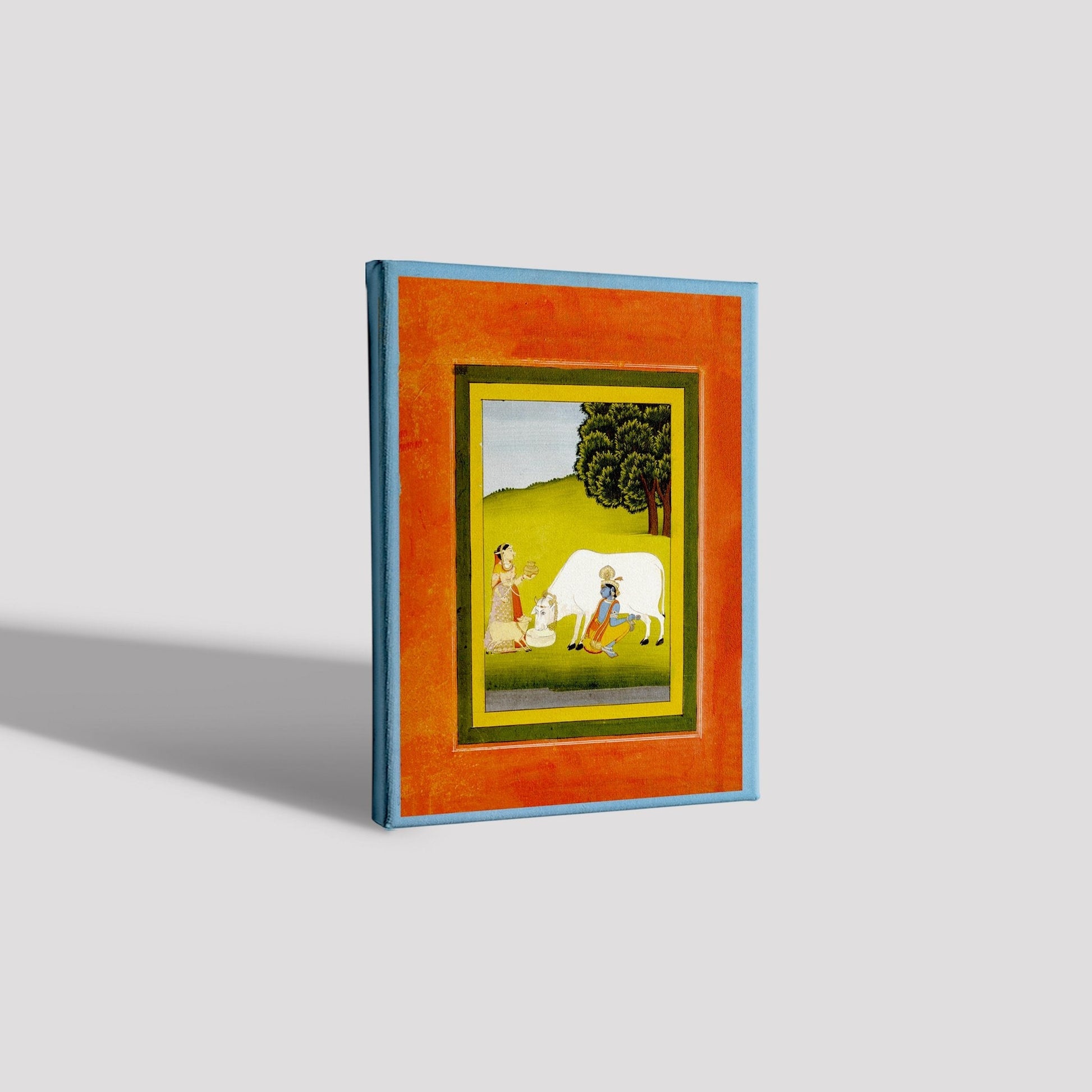 Krishna And Cow Painting - Meri Deewar 4 X 5.5 Vertical Premium Wall Art Canvas by MeriDeewar