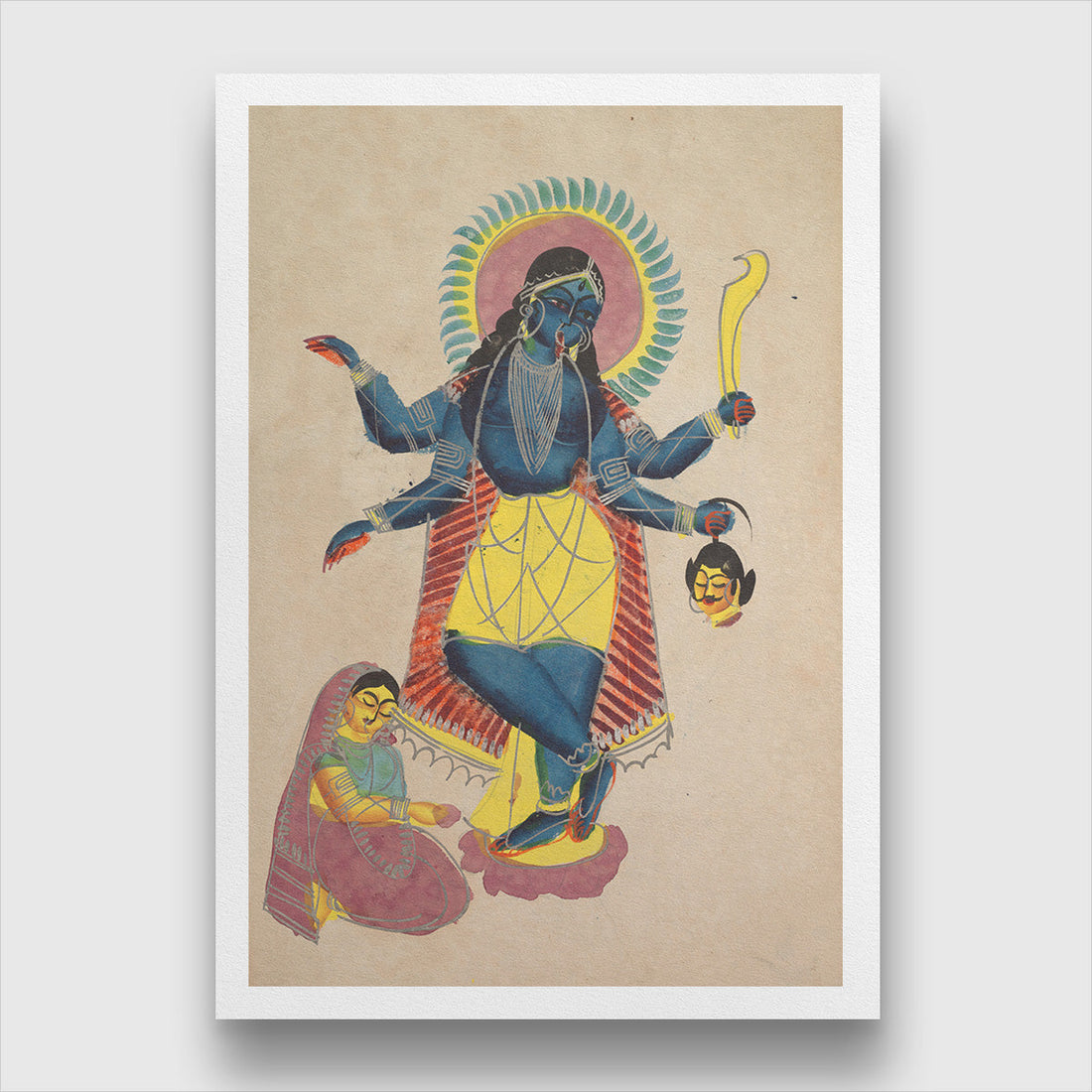 Krishna As Kali Worshipped By Radha Painting 2 : 3 Vertical Premium Wall Art Canvas by MeriDeewar