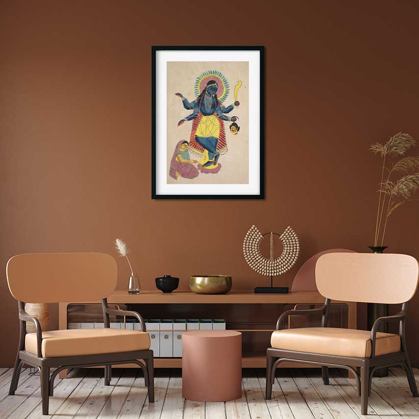 Krishna As Kali Worshipped By Radha Painting 2 : 3 Vertical Premium Wall Art Canvas by MeriDeewar