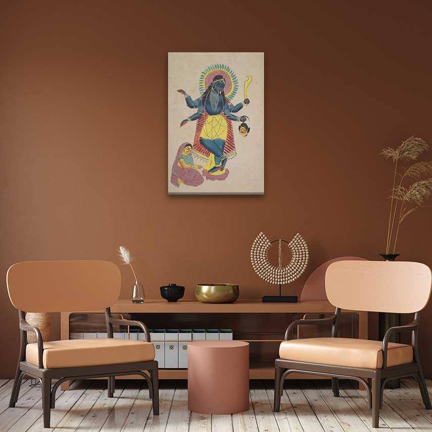 Krishna As Kali Worshipped By Radha Painting 2 : 3 Vertical Premium Wall Art Canvas by MeriDeewar