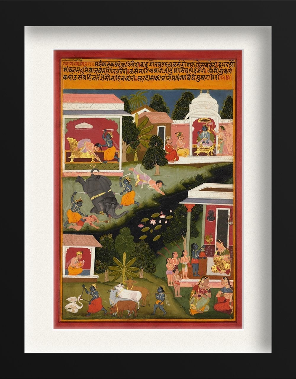 Krishna As The Destroyer Of Demons Painting - Meri Deewar 2 : 3 Vertical Premium Wall Art Canvas by MeriDeewar
