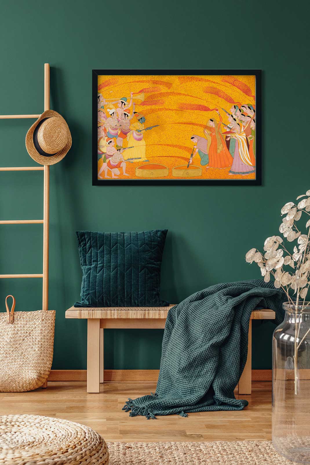 Krishna Celebrates Holi Painting 3 : 2 Horizontal Premium Wall Art Canvas by MeriDeewar