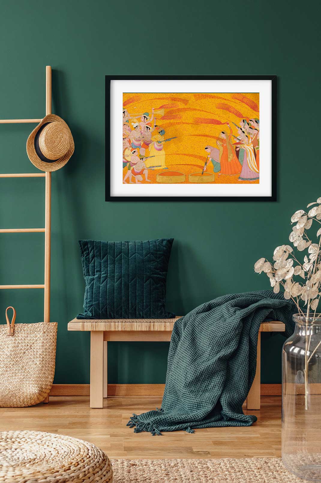 Krishna Celebrates Holi Painting 3 : 2 Horizontal Premium Wall Art Canvas by MeriDeewar