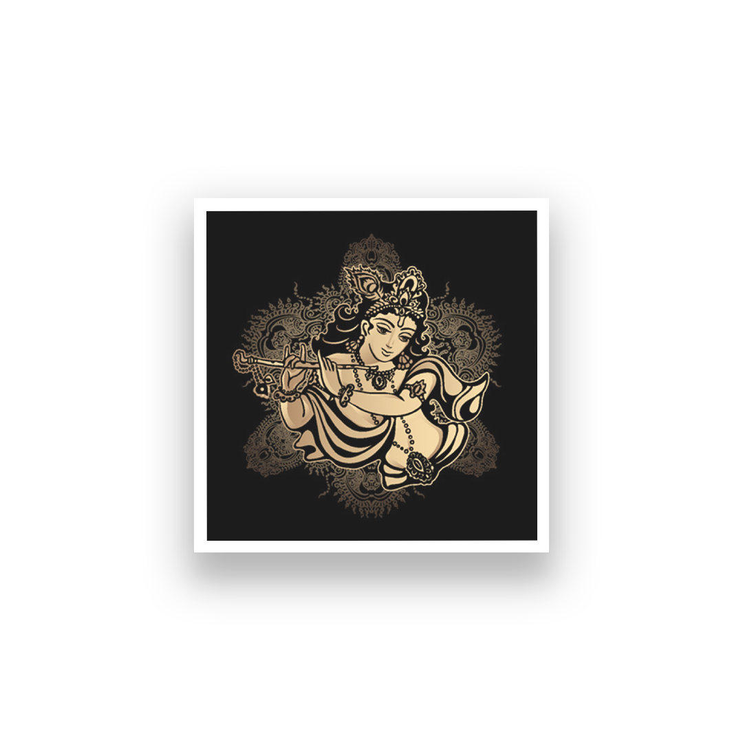 Krishna Colourful Painting 1 : 1 Square Premium Wall Art Canvas by MeriDeewar