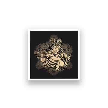Krishna Colourful Painting 1 : 1 Square Premium Wall Art Canvas by MeriDeewar