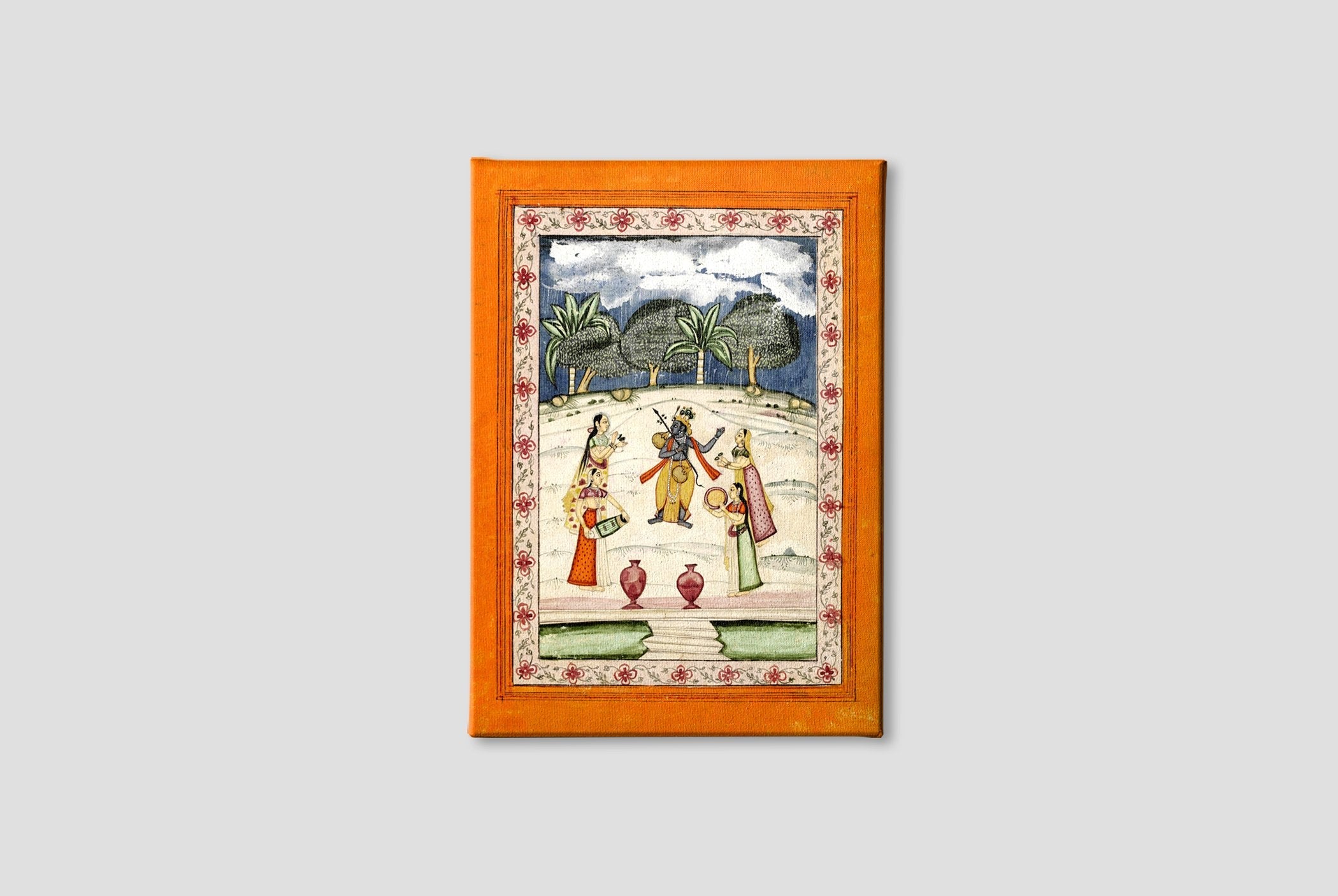 Krishna Dancing In The Rain Painting - Meri Deewar 3 : 4 Vertical Premium Wall Art Canvas by MeriDeewar