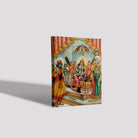 Krishna humbly standing before an enthroned Radha Painting - Meri Deewar 3 : 4 Vertical Premium Wall Art Canvas by MeriDeewar