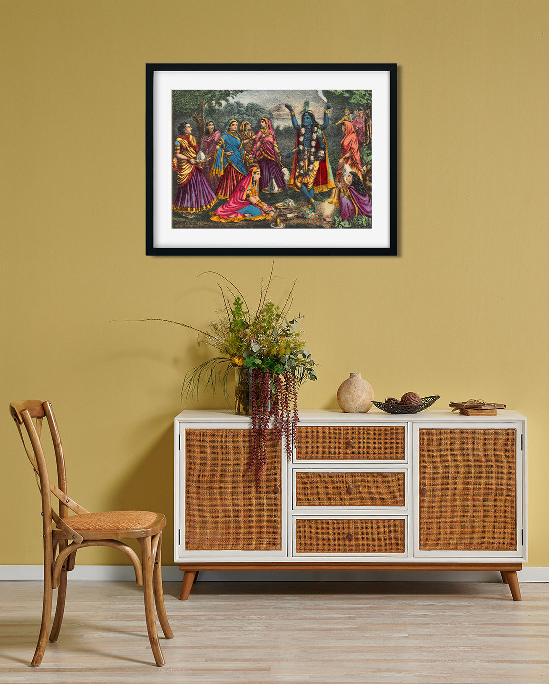 Krishna Kali Painting 3 : 2 Horizontal Premium Wall Art Canvas by MeriDeewar