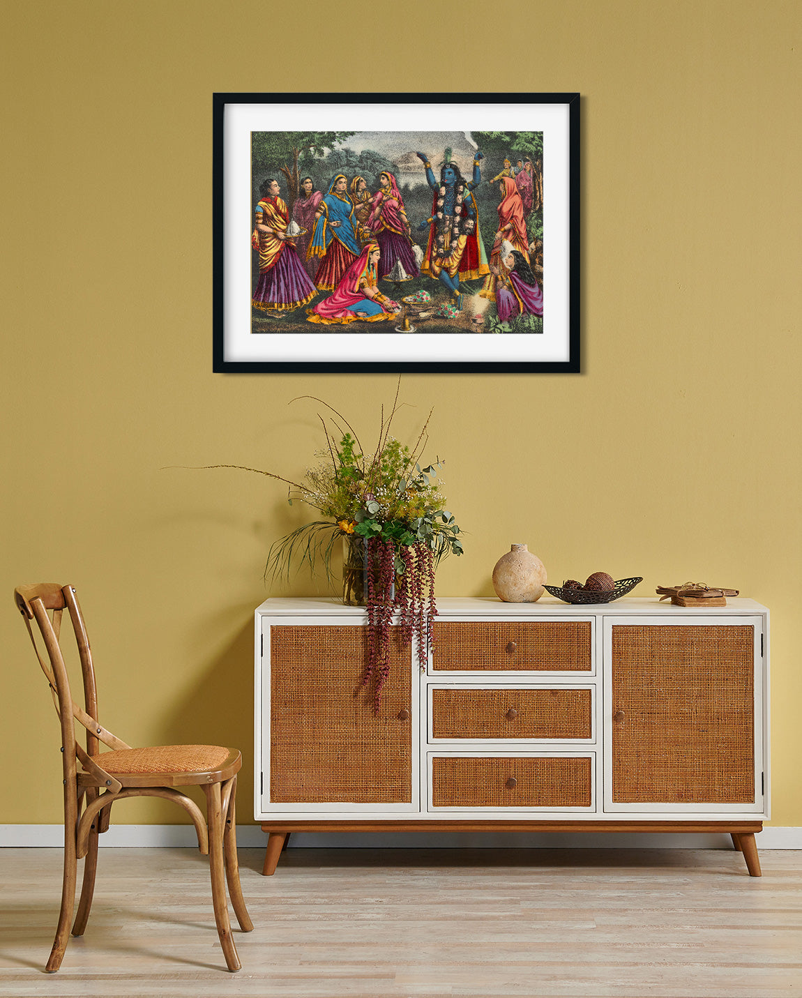 Krishna Kali Painting 3 : 2 Horizontal Premium Wall Art Canvas by MeriDeewar