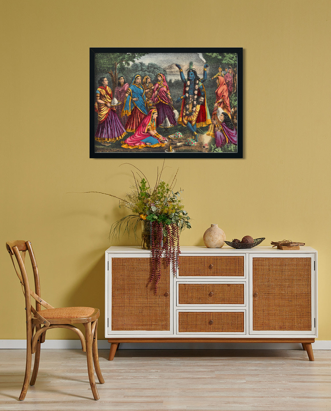 Krishna Kali Painting 3 : 2 Horizontal Premium Wall Art Canvas by MeriDeewar