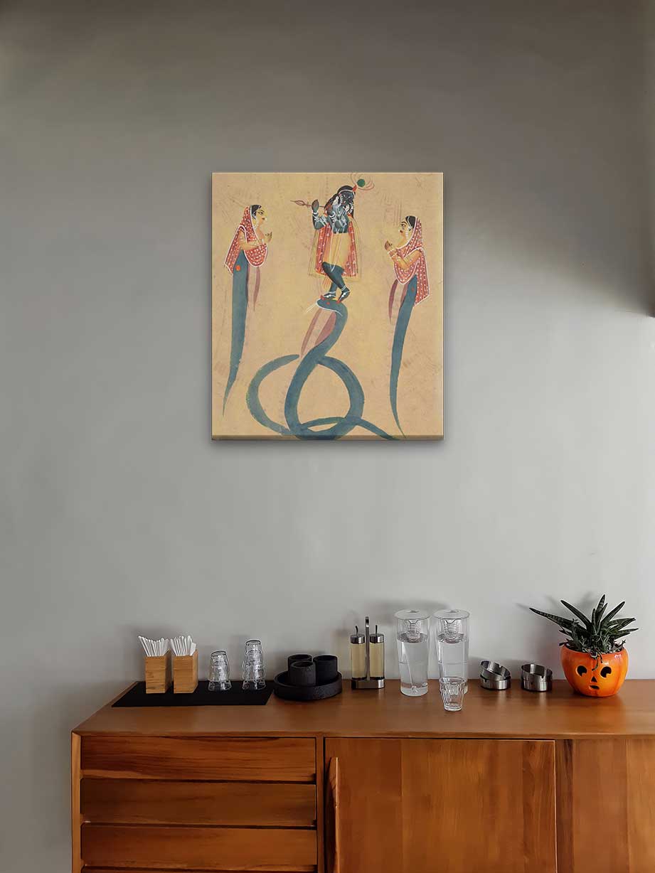 Krishna Kali Worshipped Radha Painting 1 : 1 Square Premium Wall Art Canvas by MeriDeewar