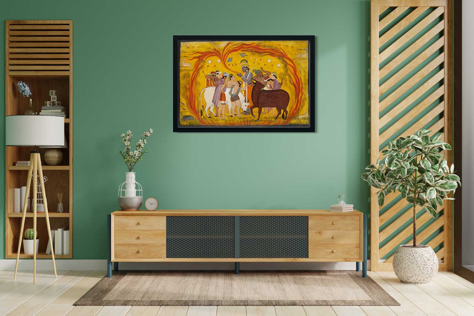 Krishna Painting 3 : 2 Horizontal Premium Wall Art Canvas by MeriDeewar