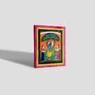 Krishna playing his flute under a tree with two devotees Painting - Meri Deewar 4 :5 Vertical Premium Wall Art Canvas by MeriDeewar