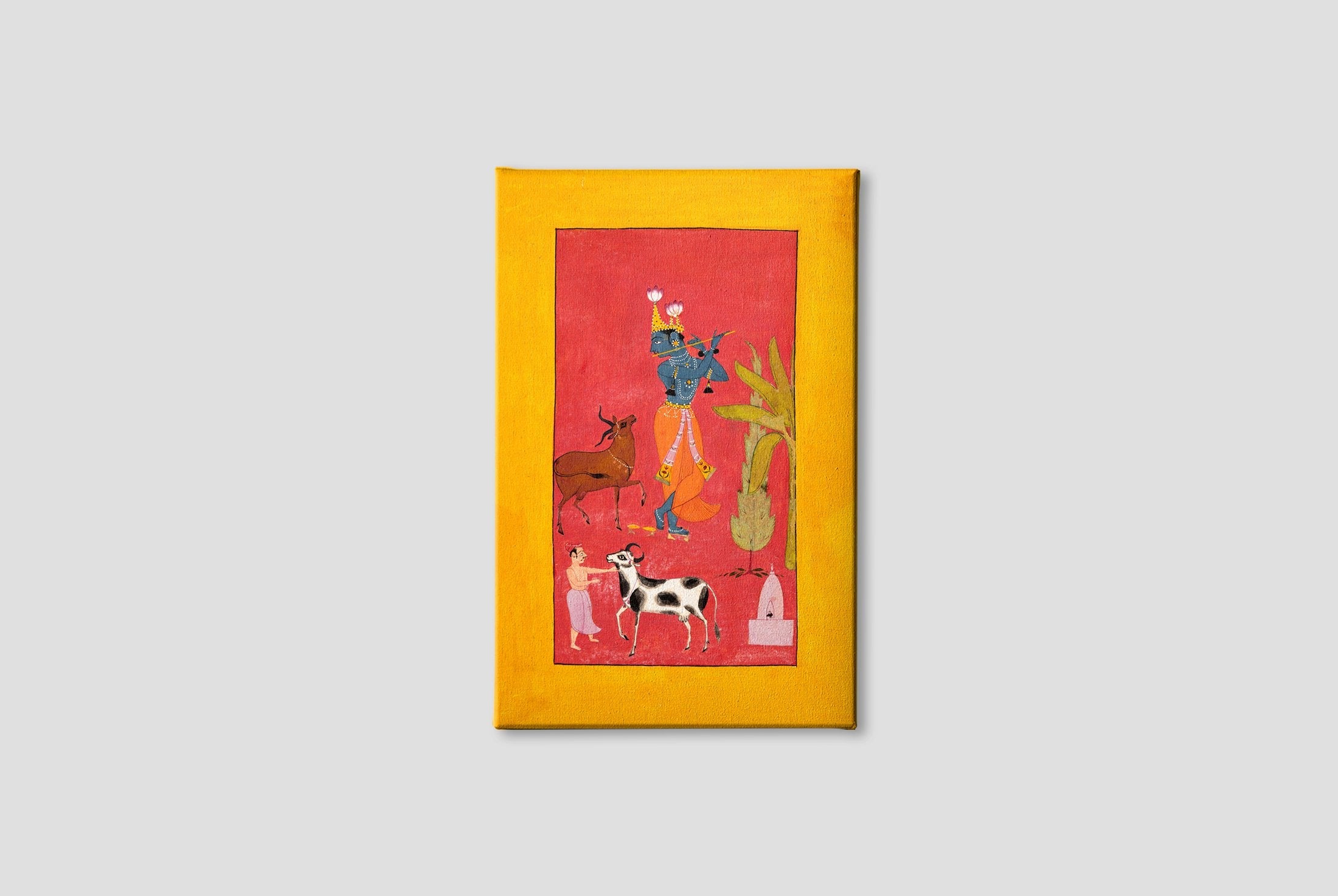 Krishna playing the flute, 1665 (Bundi) Painting - Meri Deewar 2 : 3 Vertical Premium Wall Art Canvas by MeriDeewar