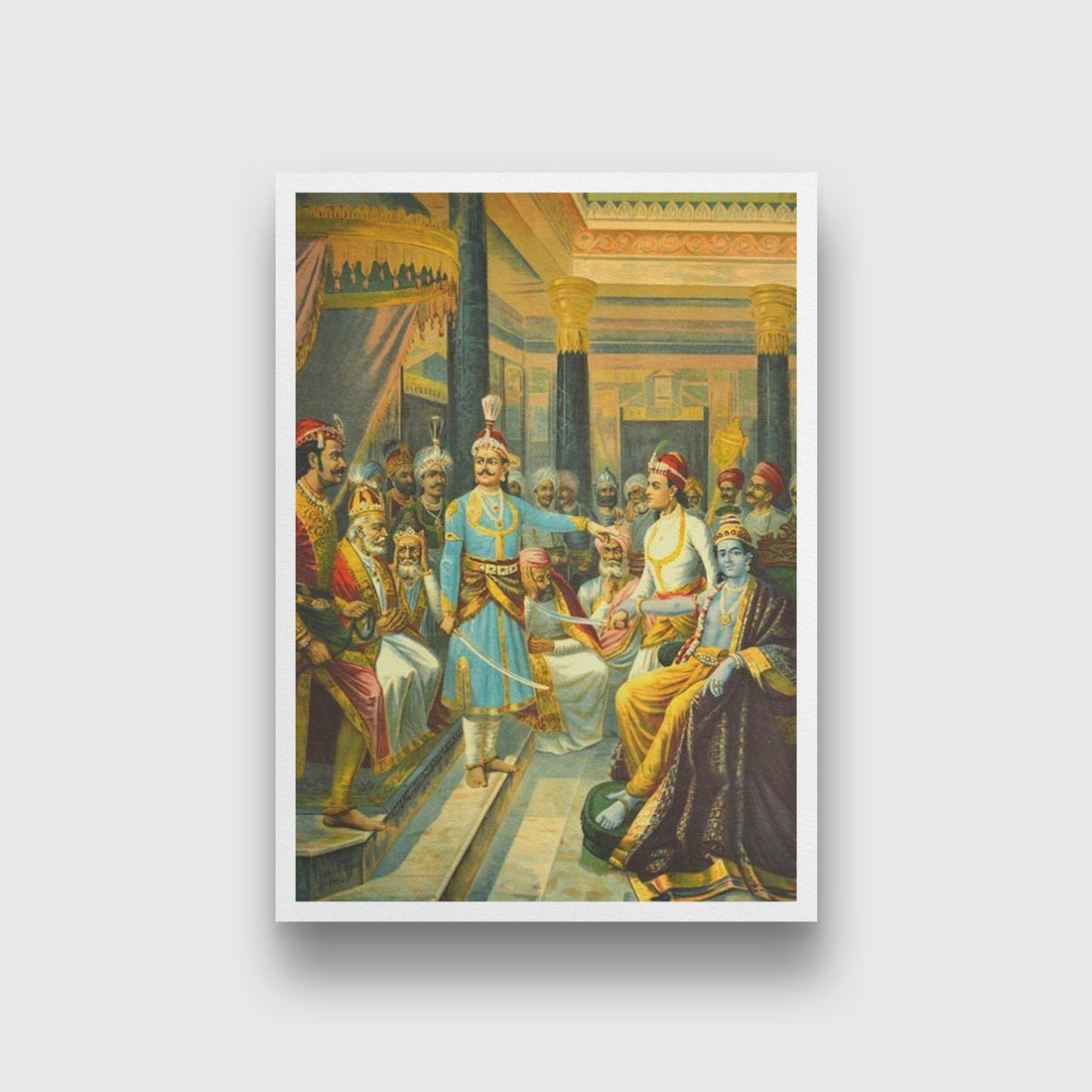 Krishna Shishtai or Krishna as an Envoy Painting - Meri Deewar 3 : 4.2 Vertical Premium Wall Art Canvas by MeriDeewar