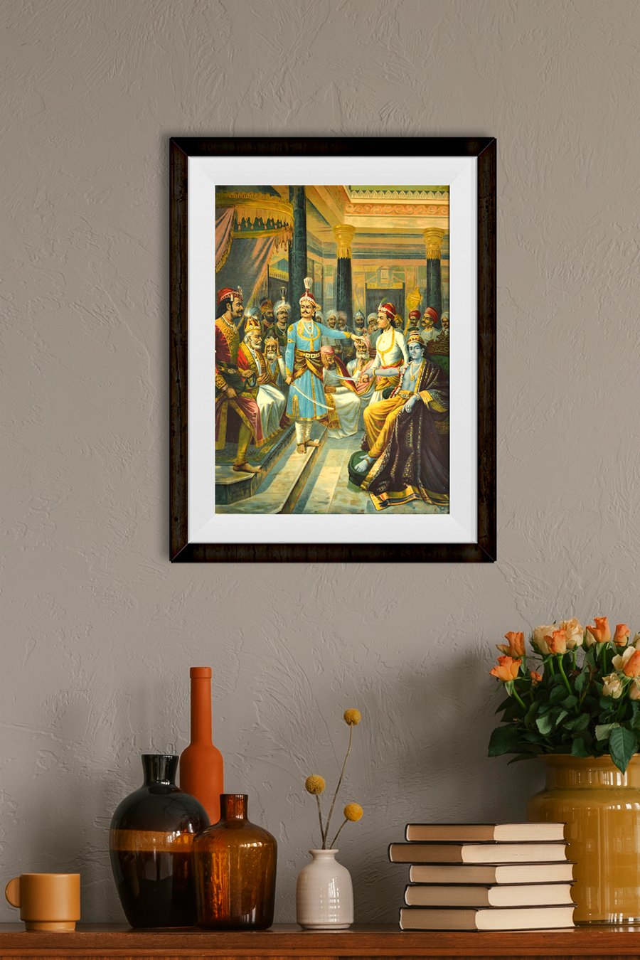 Krishna Shishtai or Krishna as an Envoy Painting - Meri Deewar 3 : 4.2 Vertical Premium Wall Art Canvas by MeriDeewar