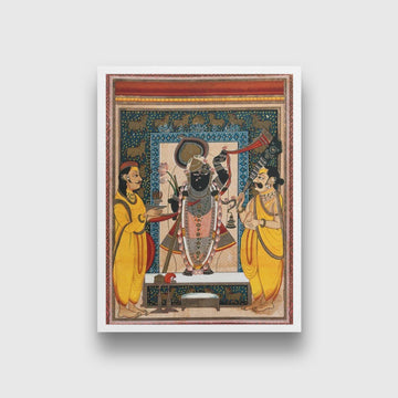 Krishna with two worshippers Painting - Meri Deewar 3 : 4 Vertical Premium Wall Art Canvas by MeriDeewar