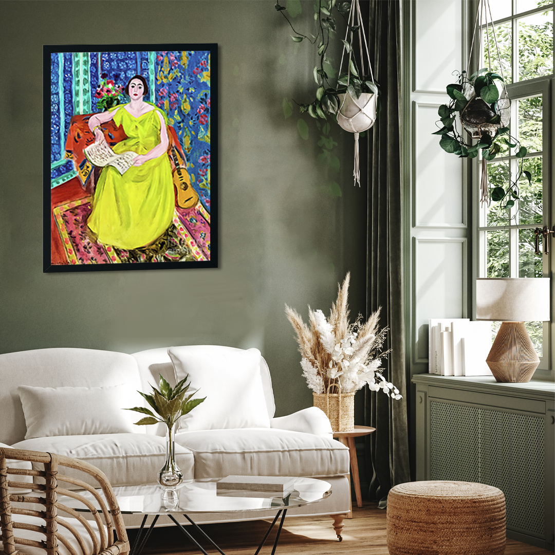 La Femme en jaune Painting 3 : 4 Vertical Premium Wall Art Canvas by MeriDeewar