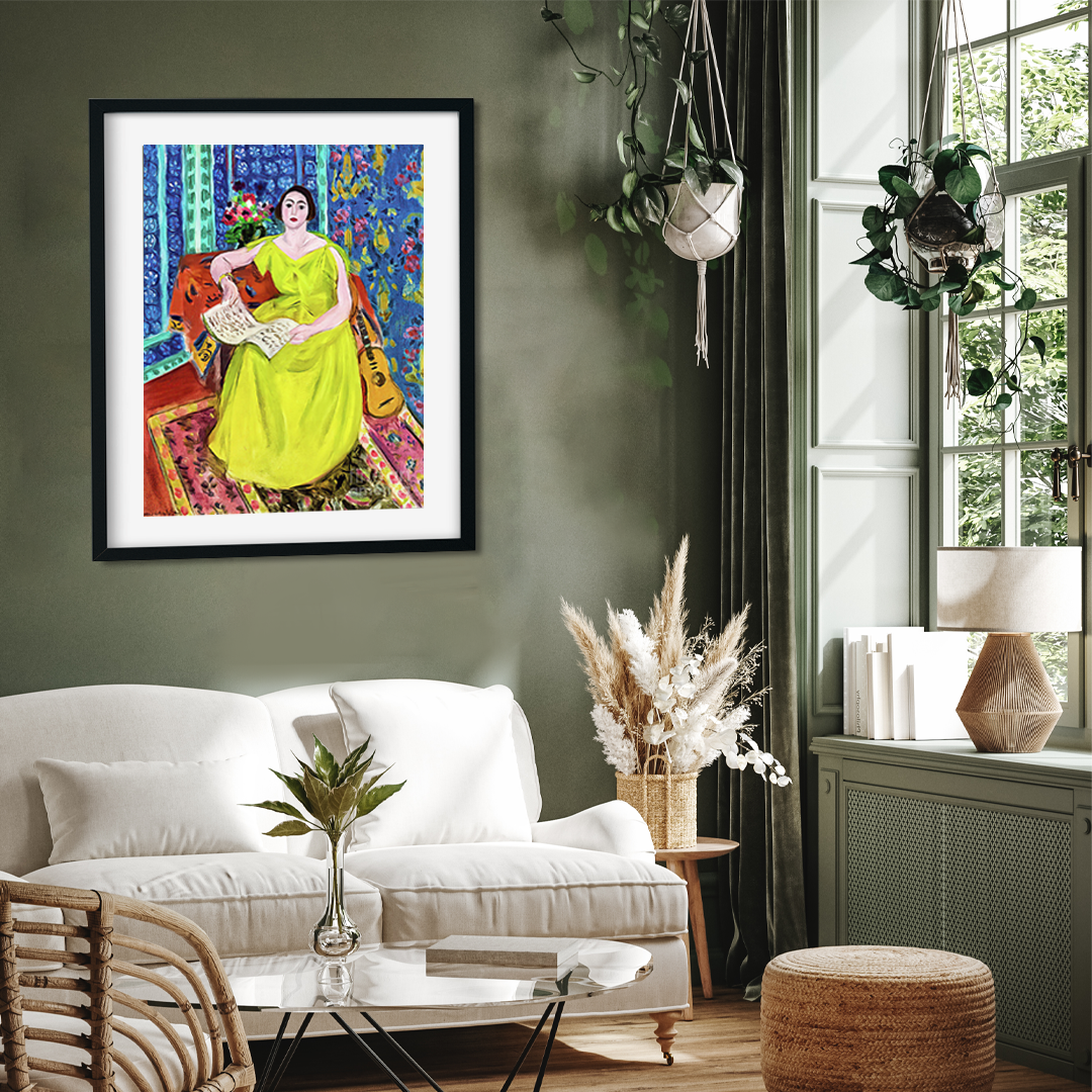 La Femme en jaune Painting 3 : 4 Vertical Premium Wall Art Canvas by MeriDeewar
