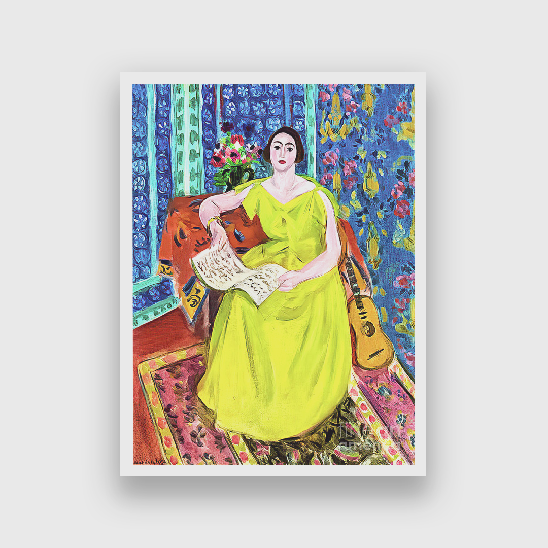 La Femme en jaune Painting 3 : 4 Vertical Premium Wall Art Canvas by MeriDeewar