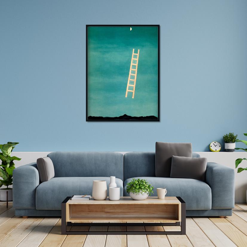 Ladder to the Moon Painting - Meri Deewar 3 : 4 Vertical Premium Wall Art Canvas by MeriDeewar
