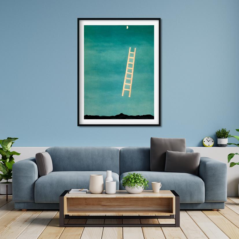 Ladder to the Moon Painting - Meri Deewar 3 : 4 Vertical Premium Wall Art Canvas by MeriDeewar