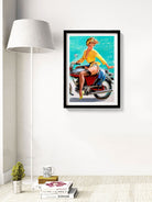 Lady on a bike Vintage poster Poster A3 / Poster Premium Wall Art Canvas by MeriDeewar
