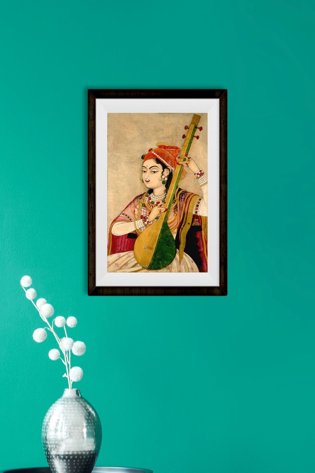Lady Playing The Tanpura Painting - Meri Deewar 1 : 2 Vertical Premium Wall Art Canvas by MeriDeewar